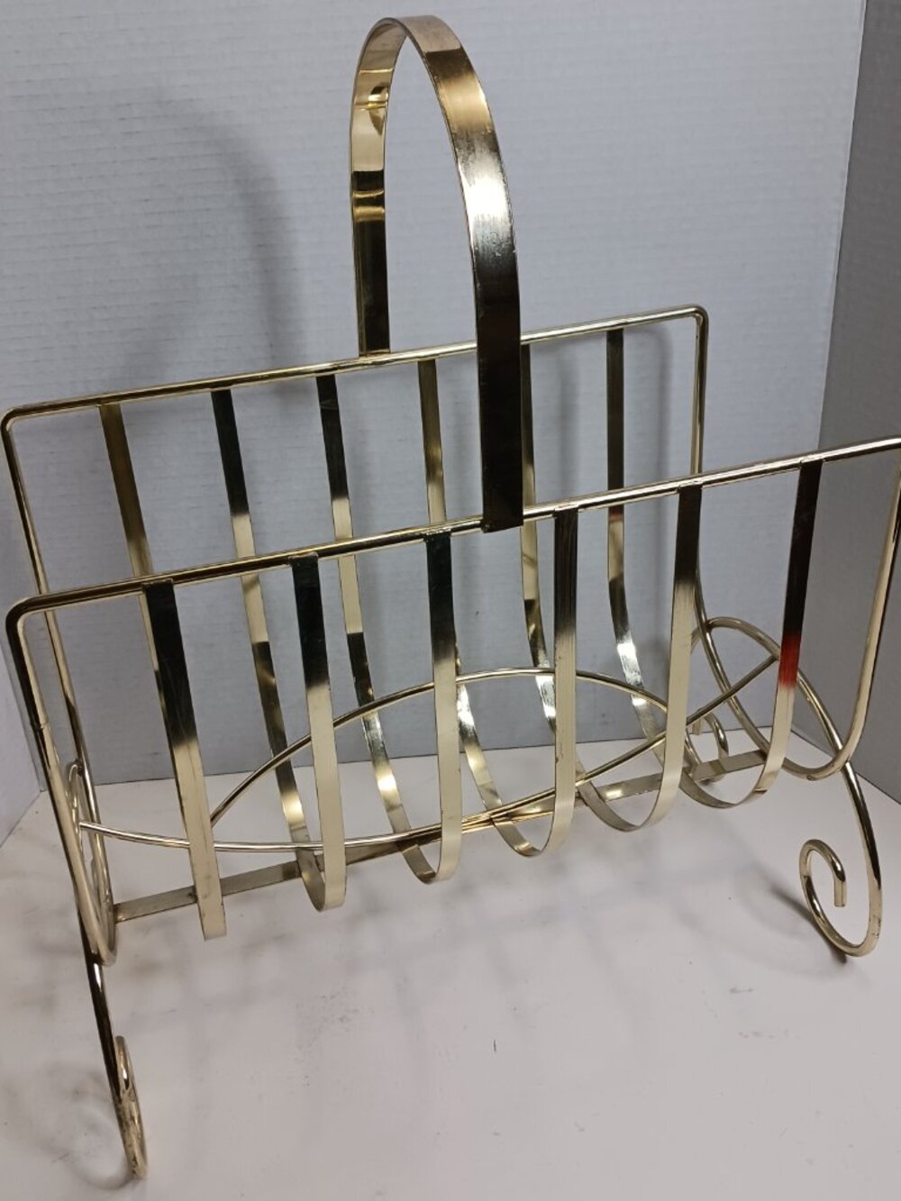 1960s Vintage MCM French Brass Magazine Rack